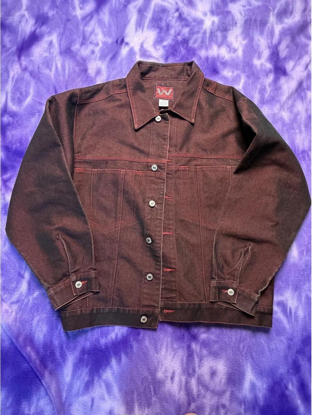 Webs Jeans mens Vtg y2k 2 tone red black denim jacket